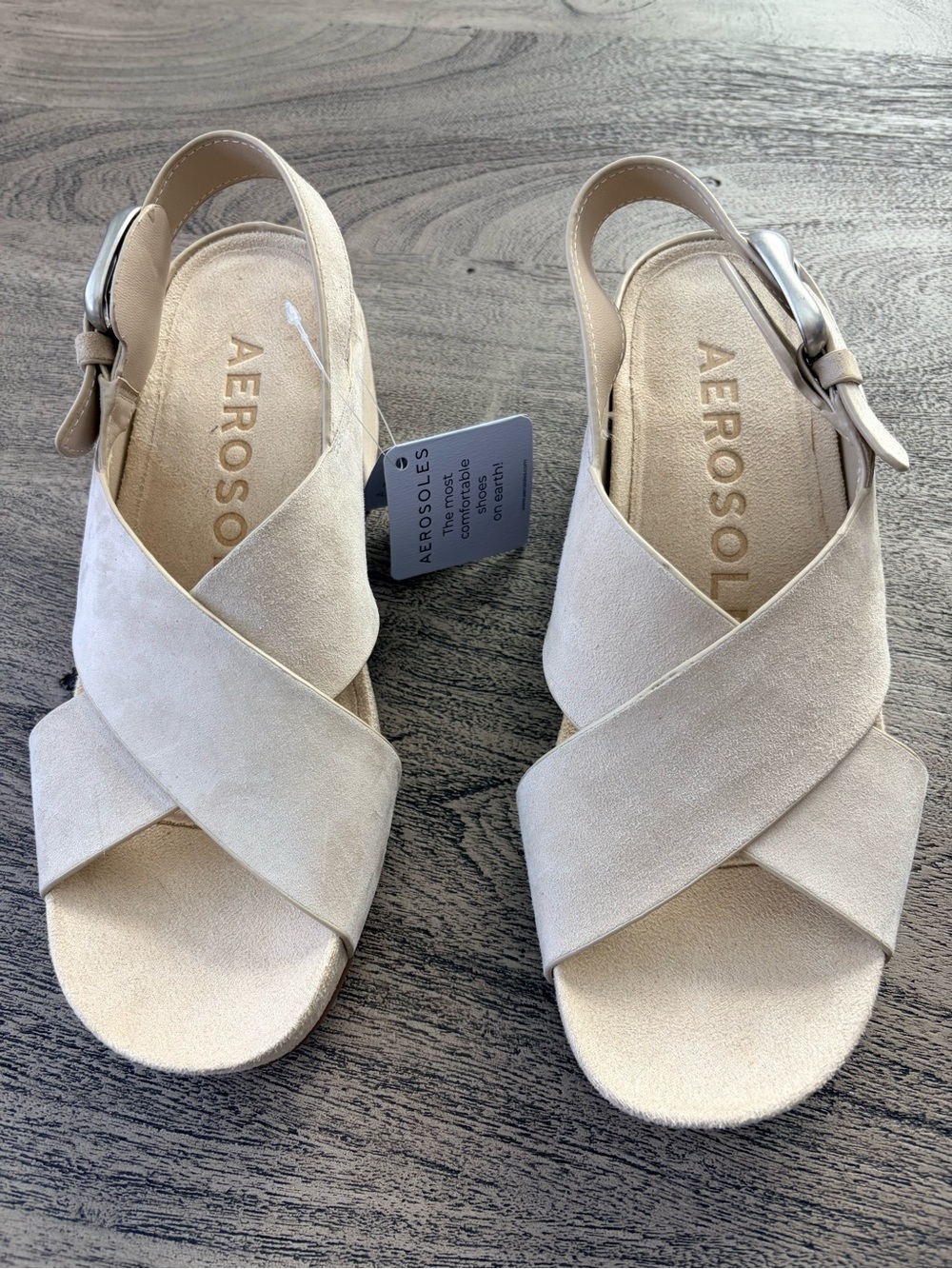NWT Aerosoles Chrystie Suede Slingback Block Heel Sandals Size 8